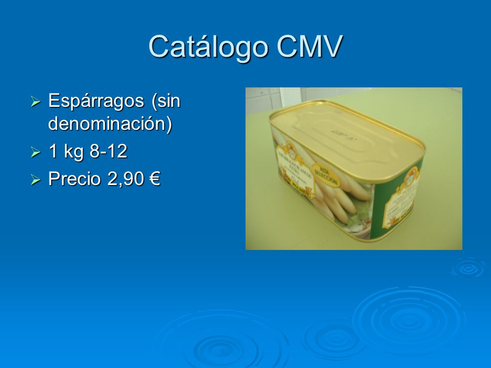 Catálogo CMV Espárragos (sin denominación) 1 kg 8-12 Precio 2,90 €