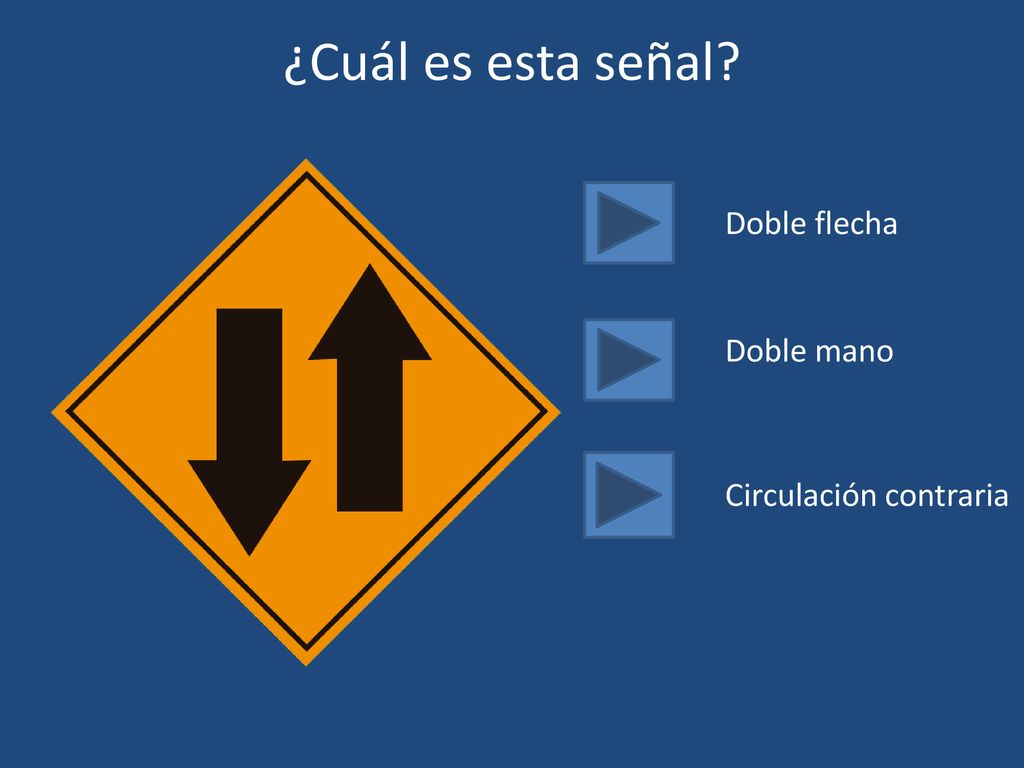 ¿Cuál es esta señal Doble flecha Doble mano Circulación contraria