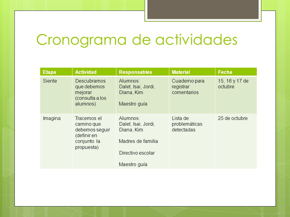Cronograma de actividades
