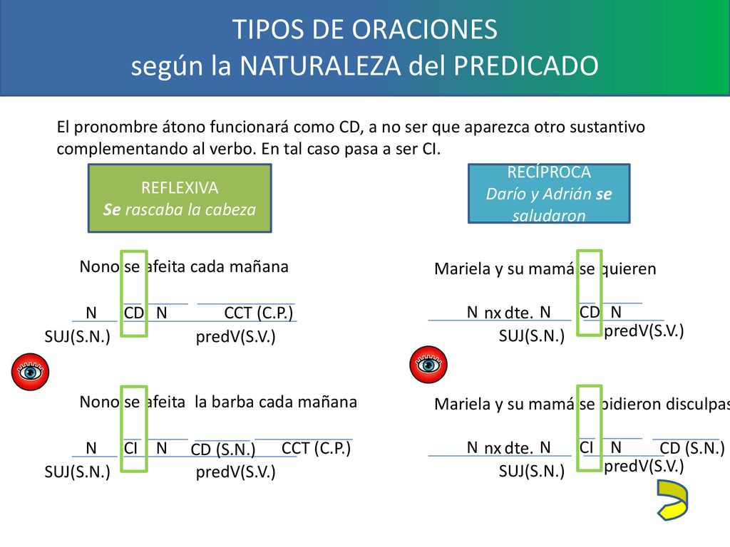 TIPOS DE ORACIONES según la NATURALEZA del PREDICADO