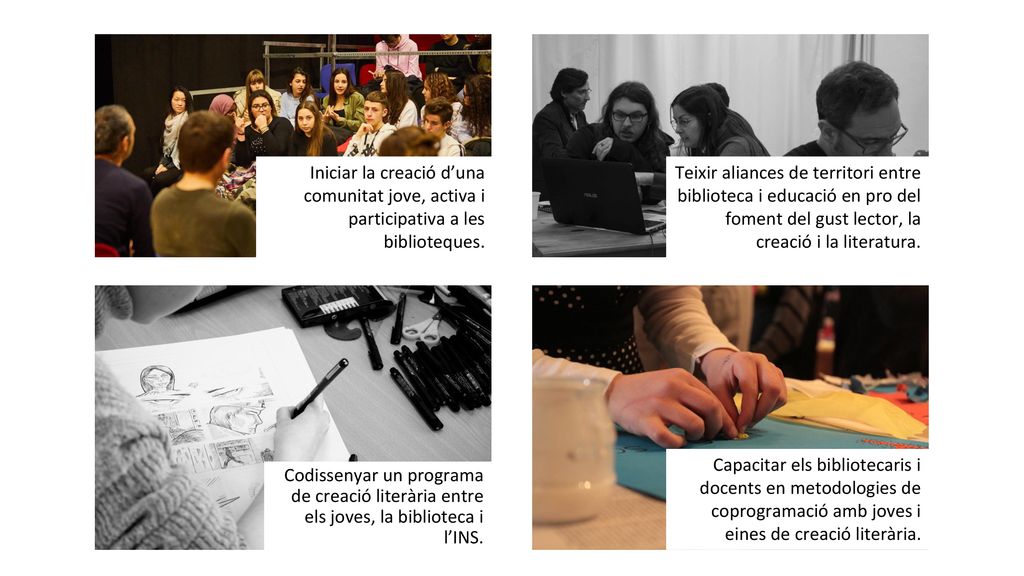 Iniciar la creació d’una comunitat jove, activa i participativa a les biblioteques.