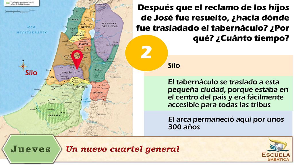 Después que el reclamo de los hijos de José fue resuelto, ¿hacia dónde fue trasladado el tabernáculo ¿Por qué ¿Cuánto tiempo