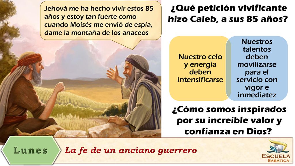 Lunes ¿Qué petición vivificante hizo Caleb, a sus 85 años
