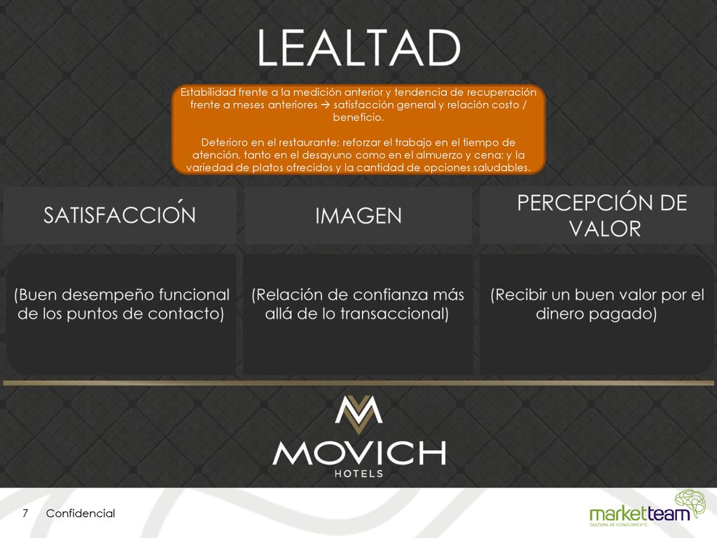 Estabilidad frente a la medición anterior y tendencia de recuperación frente a meses anteriores  satisfacción general y relación costo / beneficio.