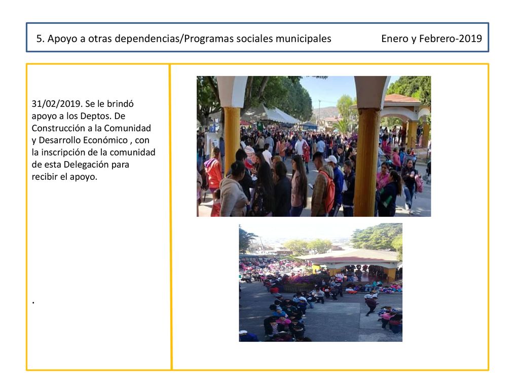 5. Apoyo a otras dependencias/Programas sociales municipales Enero y Febrero-2019