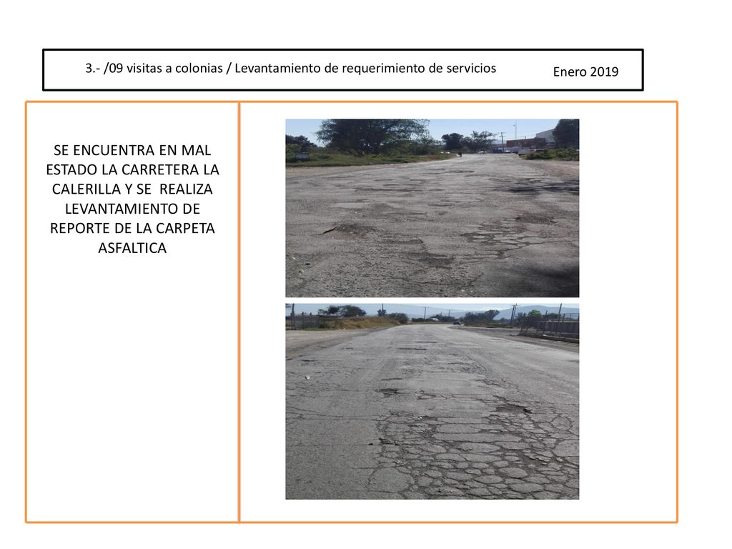 3.- /09 visitas a colonias / Levantamiento de requerimiento de servicios