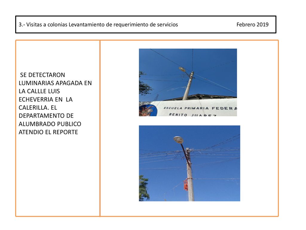 3.- Visitas a colonias Levantamiento de requerimiento de servicios Febrero 2019