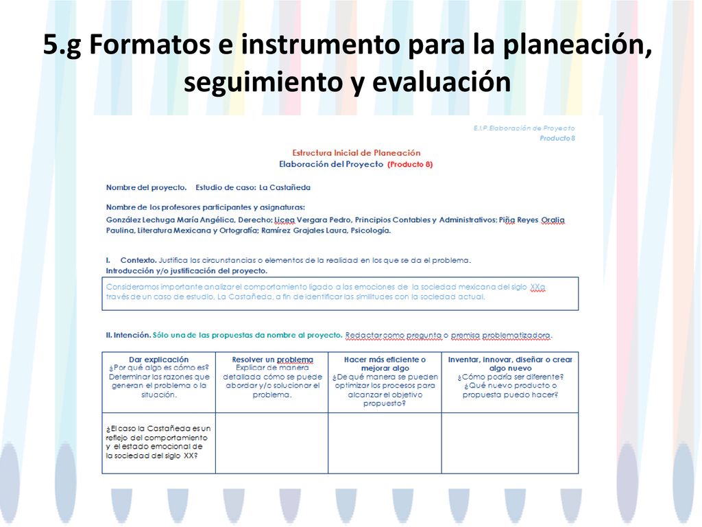 5.g Formatos e instrumento para la planeación, seguimiento y evaluación