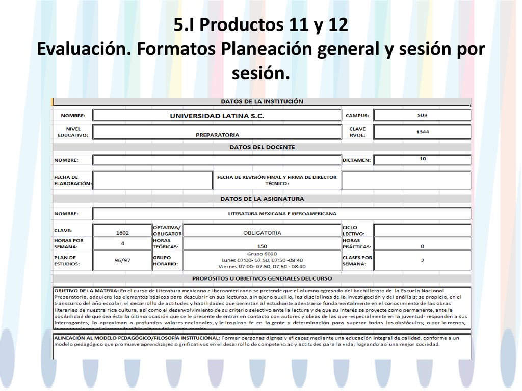 5. I Productos 11 y 12 Evaluación