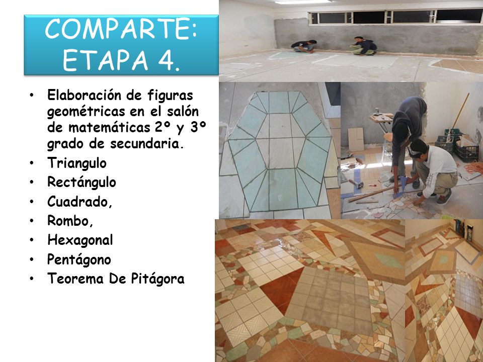 COMPARTE: ETAPA 4. Elaboración de figuras geométricas en el salón de matemáticas 2º y 3º grado de secundaria.