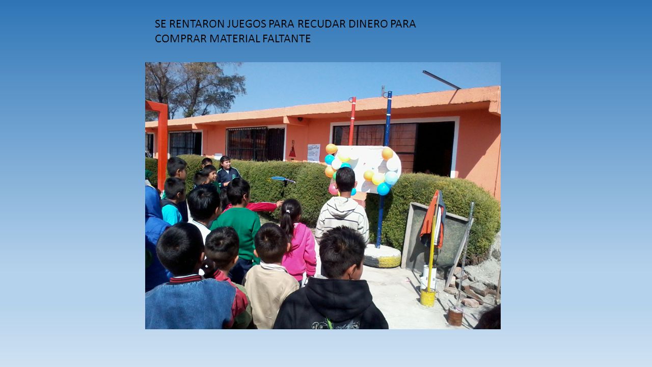 SE RENTARON JUEGOS PARA RECUDAR DINERO PARA COMPRAR MATERIAL FALTANTE