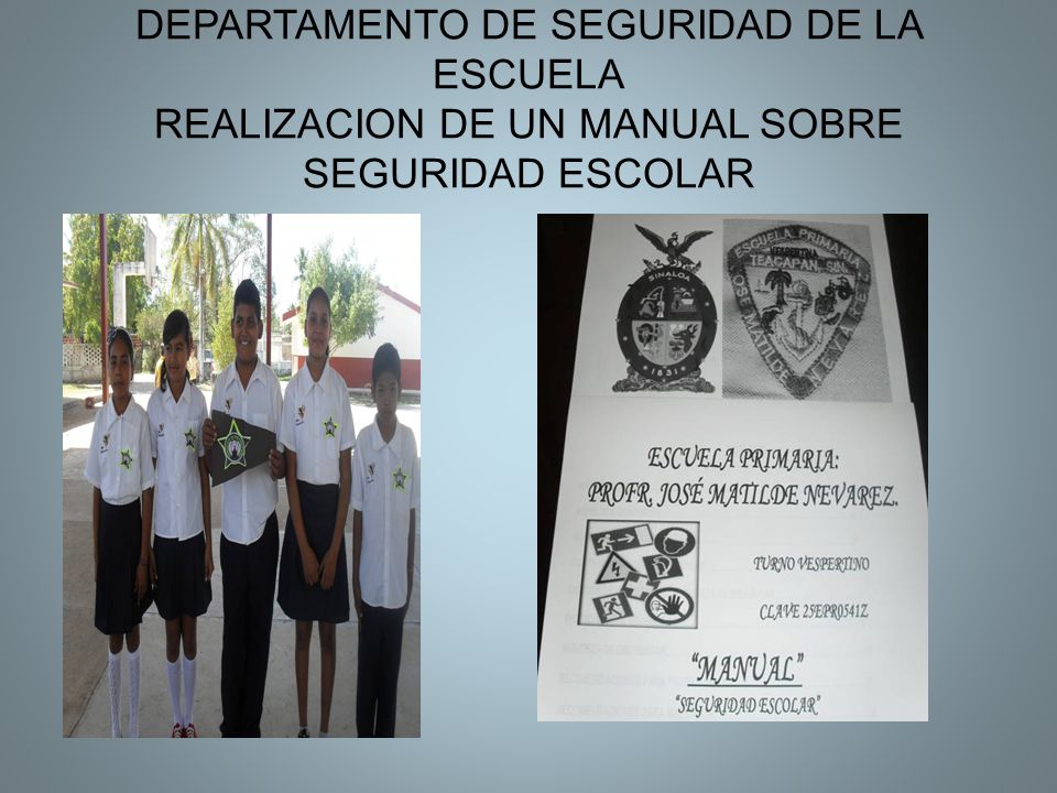 DEPARTAMENTO DE SEGURIDAD DE LA ESCUELA REALIZACION DE UN MANUAL SOBRE SEGURIDAD ESCOLAR
