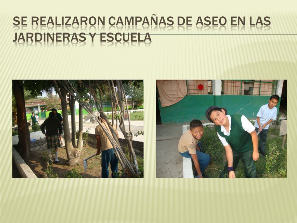 Se realizaron campañas de aseo en las jardineras y escuela