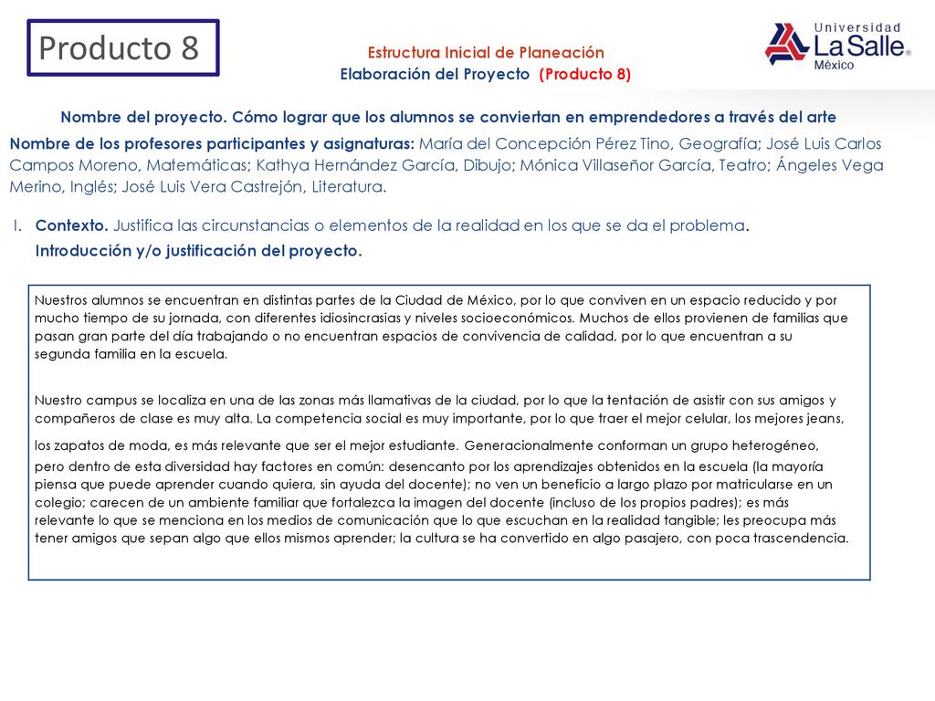 Elaboración del Proyecto (Producto 8)