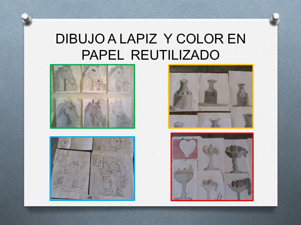 DIBUJO A LAPIZ Y COLOR EN PAPEL REUTILIZADO