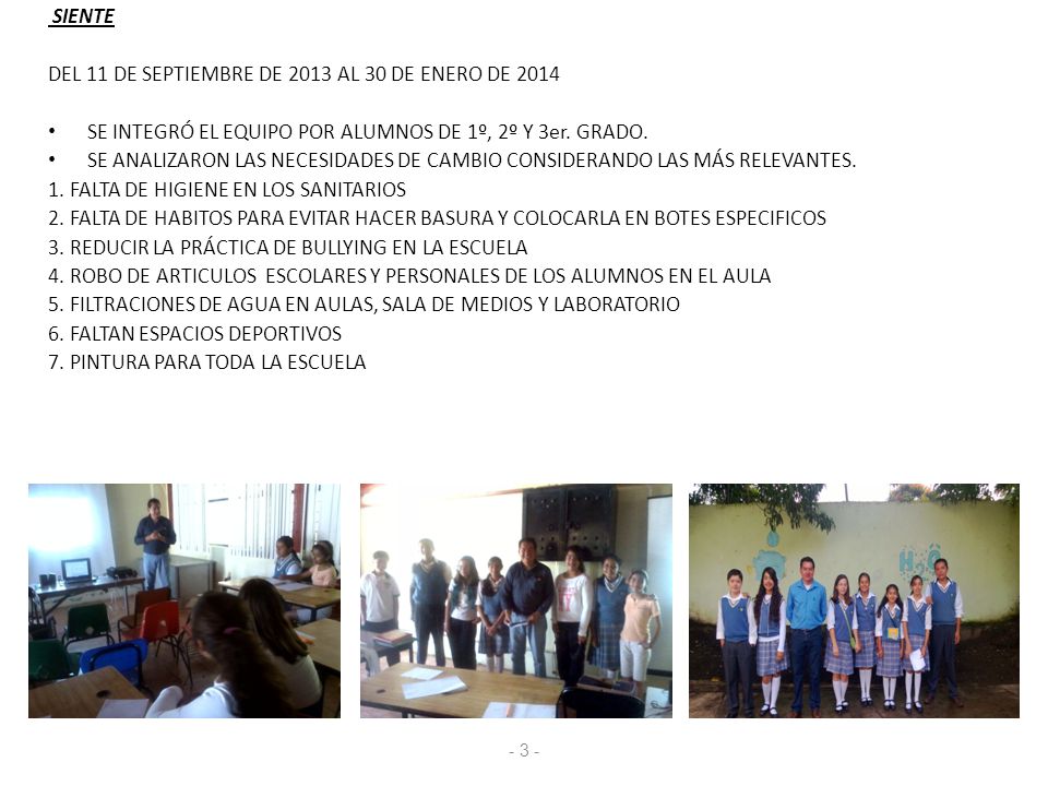 DEL 11 DE SEPTIEMBRE DE 2013 AL 30 DE ENERO DE 2014