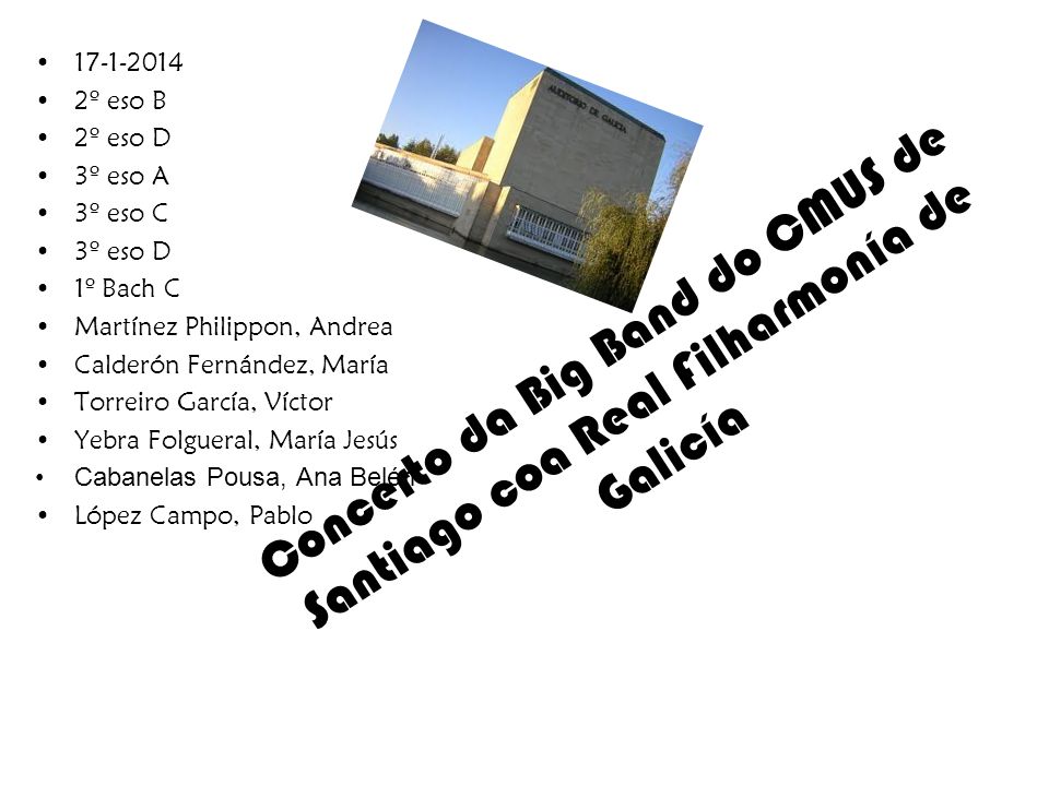º eso B. 2º eso D. 3º eso A. 3º eso C. 3º eso D. 1º Bach C. Martínez Philippon, Andrea.
