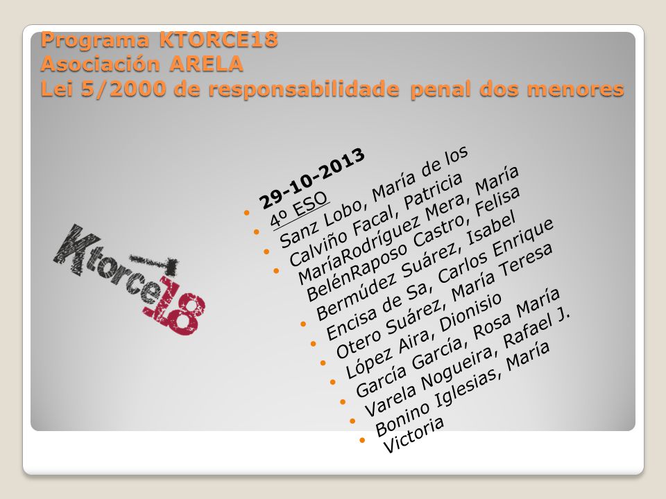 Programa KTORCE18 Asociación ARELA Lei 5/2000 de responsabilidade penal dos menores