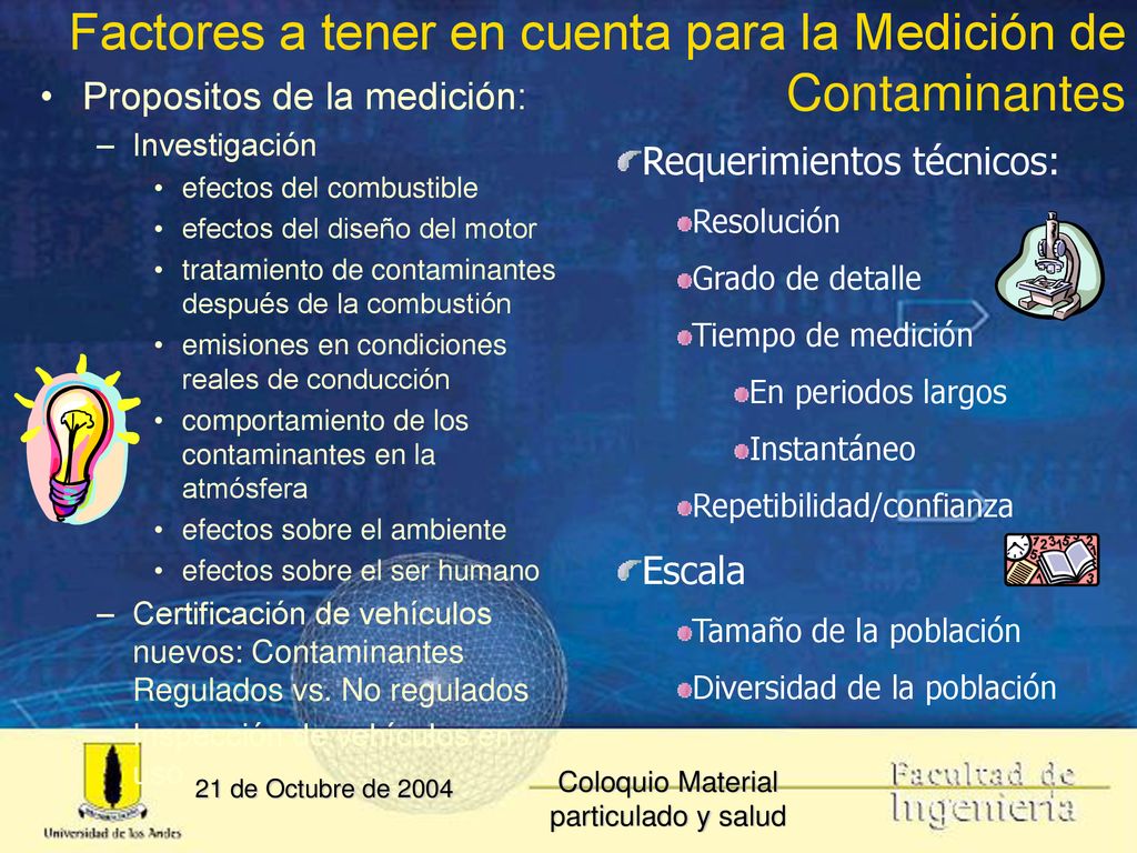 Factores a tener en cuenta para la Medición de Contaminantes