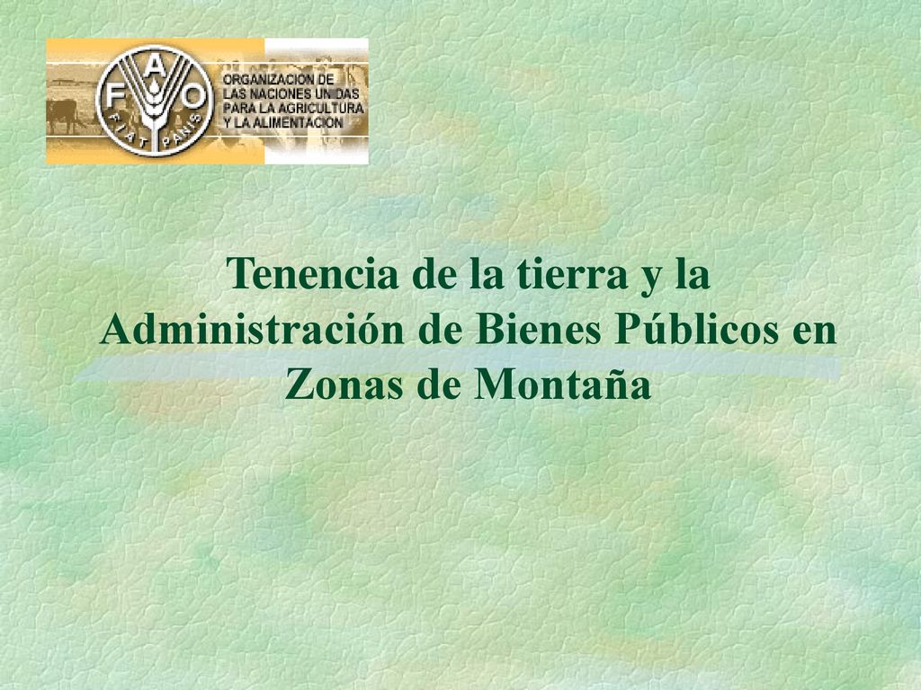Tenencia de la tierra y la Administración de Bienes Públicos en Zonas de Montaña