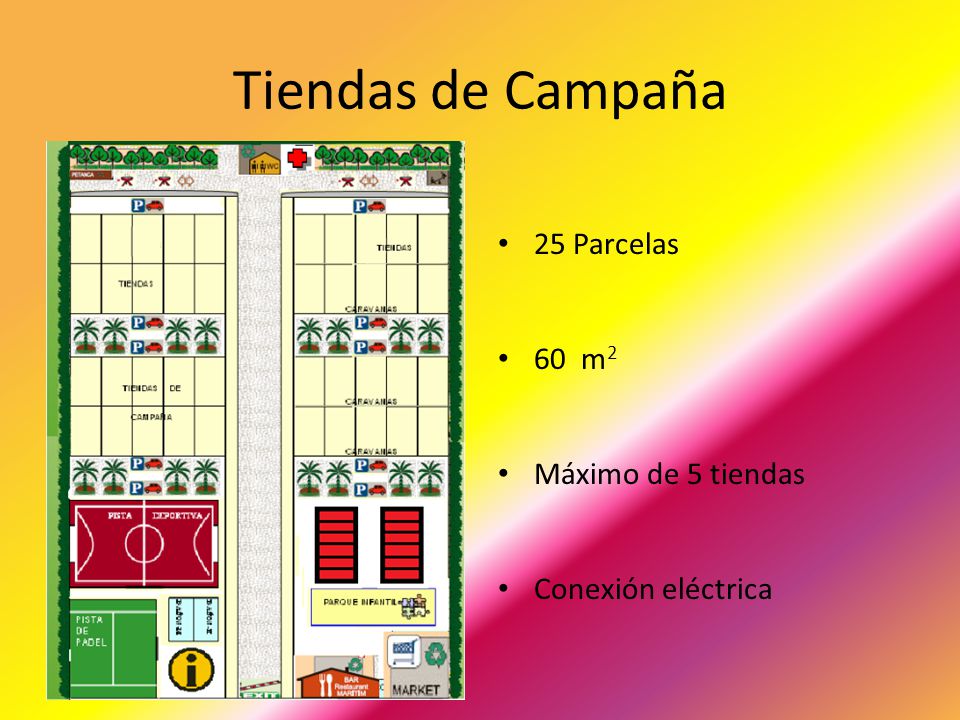 Tiendas de Campaña 25 Parcelas 60 m2 Máximo de 5 tiendas