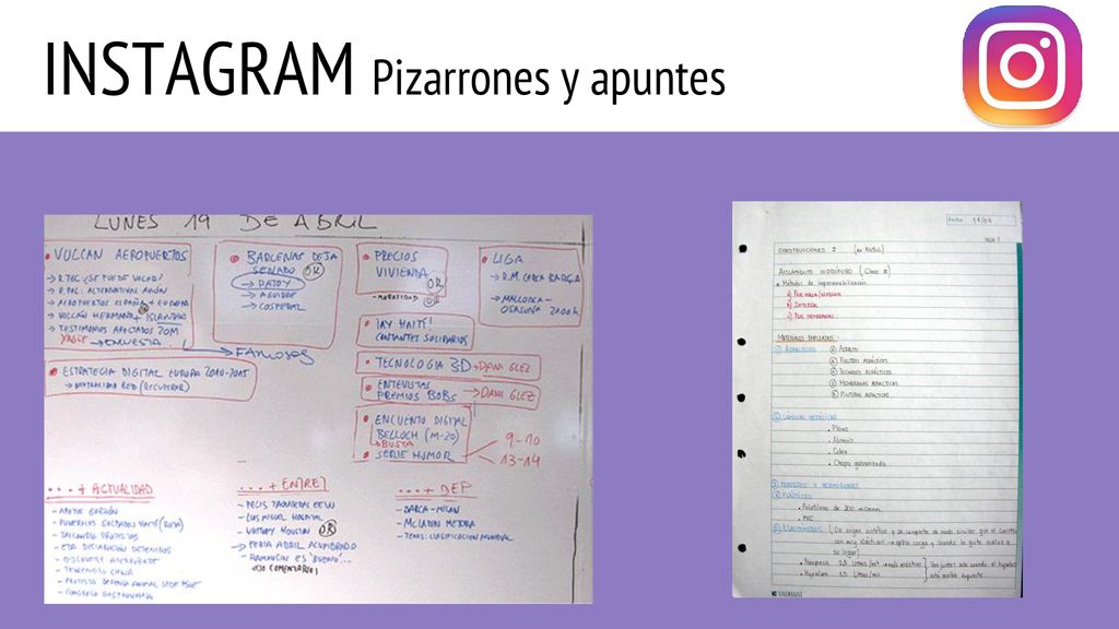 INSTAGRAM Pizarrones y apuntes