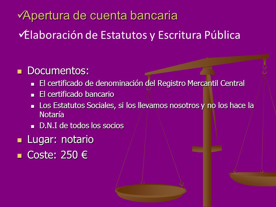 Apertura de cuenta bancaria