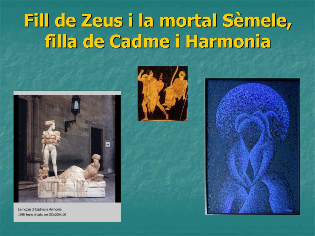 Fill de Zeus i la mortal Sèmele, filla de Cadme i Harmonia