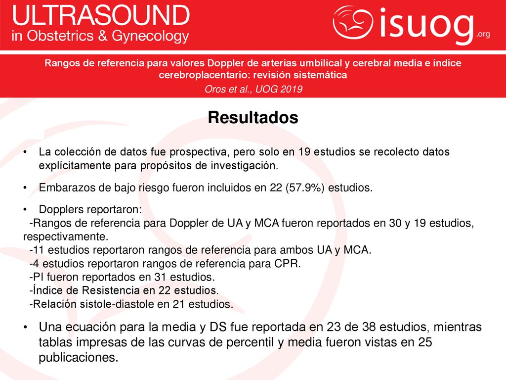 Rangos de referencia para valores Doppler de arterias umbilical y cerebral media e índice cerebroplacentario: revisión sistemática