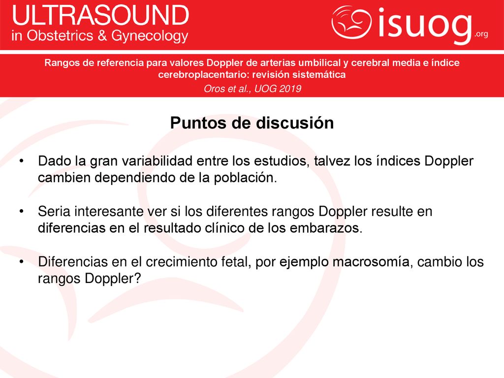 Rangos de referencia para valores Doppler de arterias umbilical y cerebral media e índice cerebroplacentario: revisión sistemática