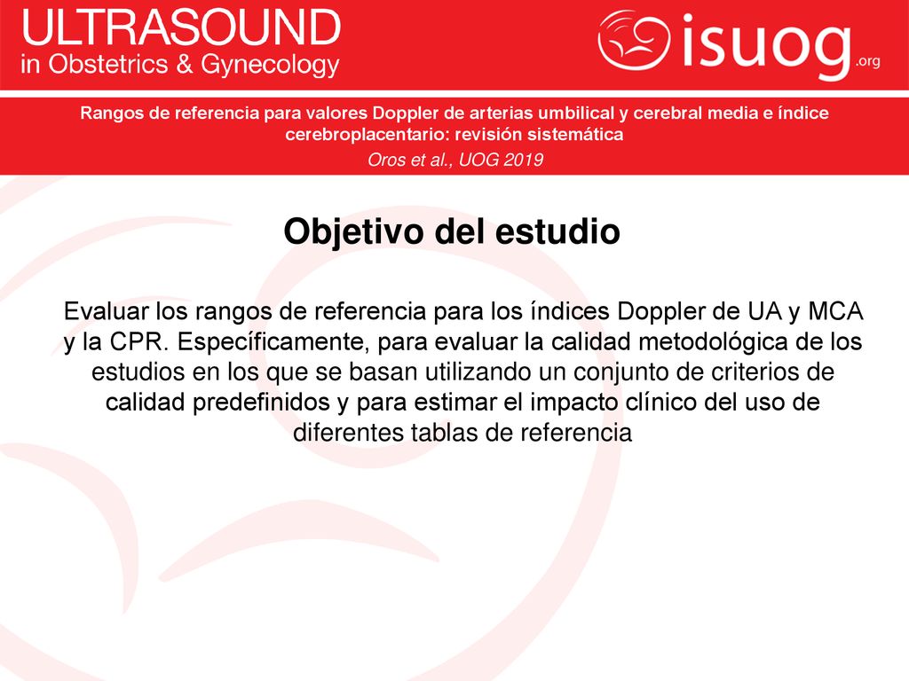 Rangos de referencia para valores Doppler de arterias umbilical y cerebral media e índice cerebroplacentario: revisión sistemática