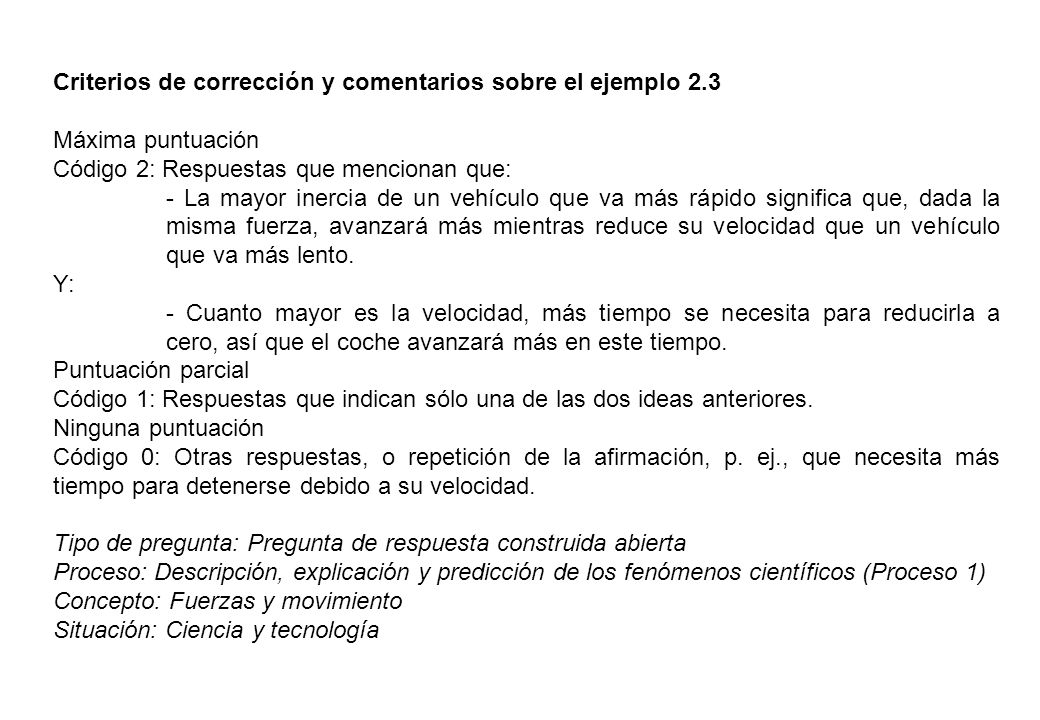 Criterios de corrección y comentarios sobre el ejemplo 2.3