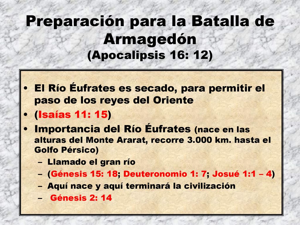 Preparación para la Batalla de Armagedón (Apocalipsis 16: 12)