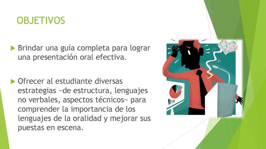 OBJETIVOS Brindar una guía completa para lograr una presentación oral efectiva.