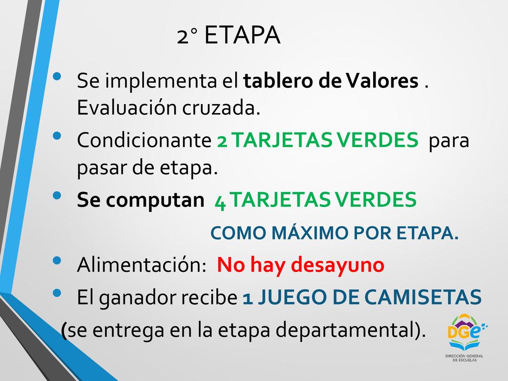 2° ETAPA Se implementa el tablero de Valores . Evaluación cruzada.