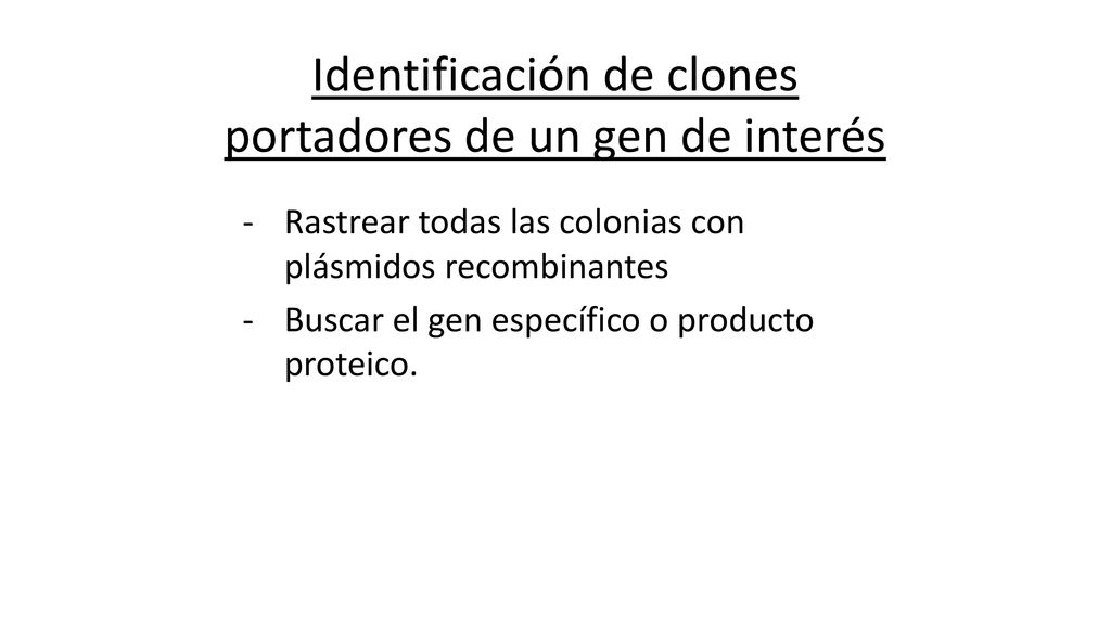 Identificación de clones portadores de un gen de interés