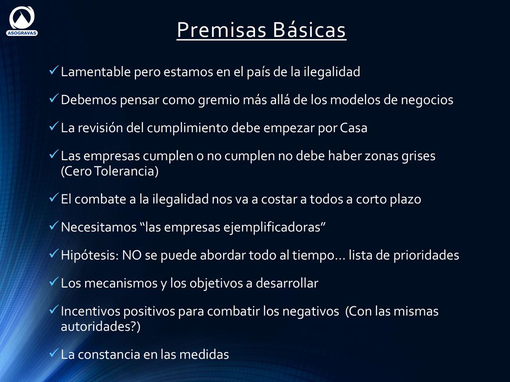 Premisas Básicas Lamentable pero estamos en el país de la ilegalidad