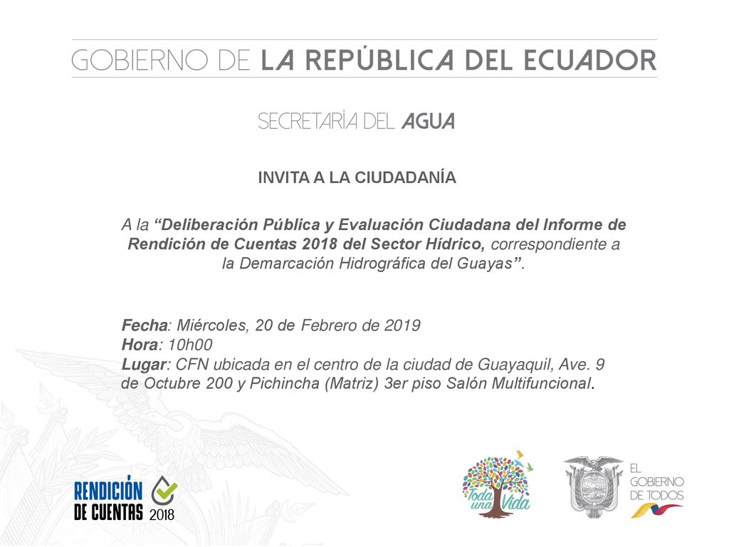 Fecha: Miércoles, 20 de Febrero de 2019 Hora: 10h00
