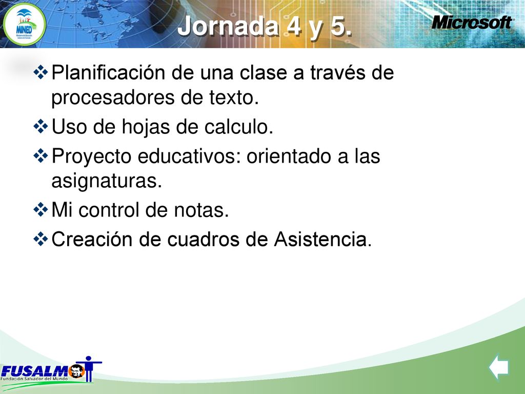 Jornada 4 y 5. Planificación de una clase a través de procesadores de texto. Uso de hojas de calculo.