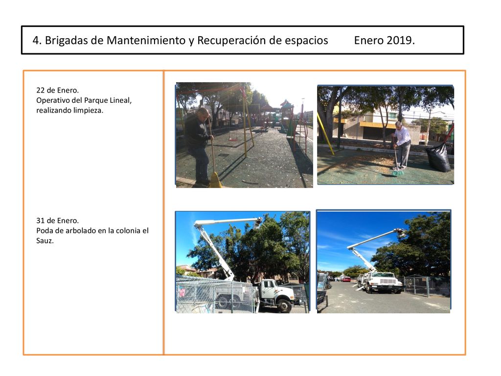 4. Brigadas de Mantenimiento y Recuperación de espacios Enero 2019.