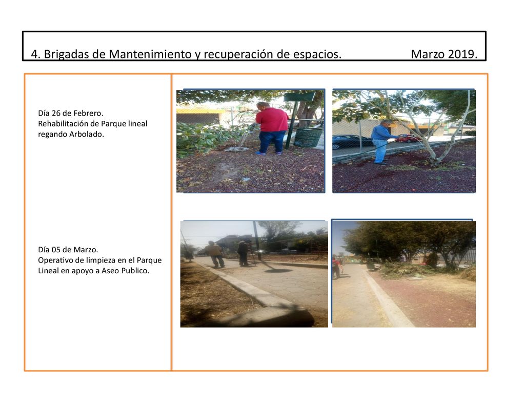 4. Brigadas de Mantenimiento y recuperación de espacios. Marzo 2019.