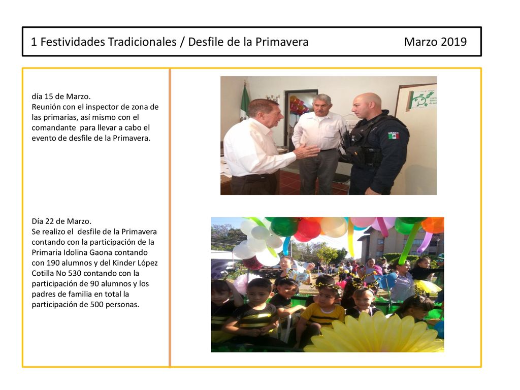 1 Festividades Tradicionales / Desfile de la Primavera Marzo 2019
