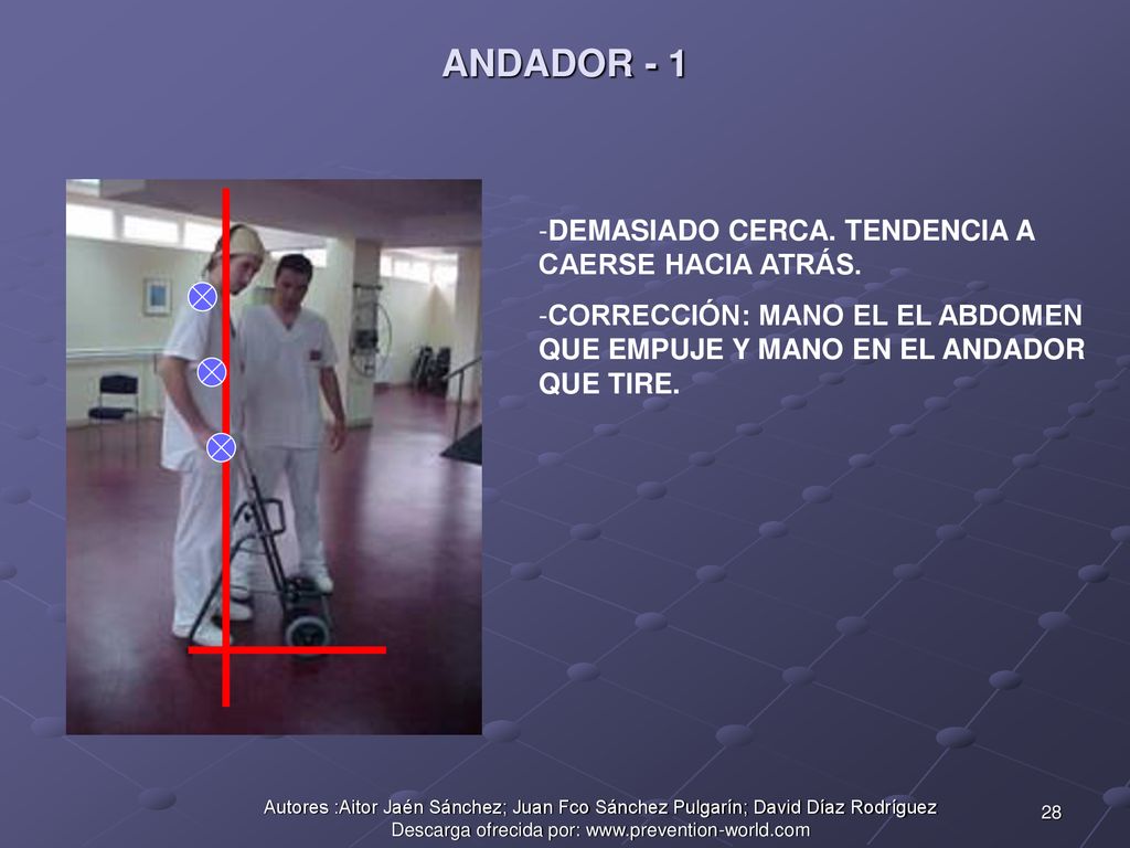 ANDADOR - 1 DEMASIADO CERCA. TENDENCIA A CAERSE HACIA ATRÁS.
