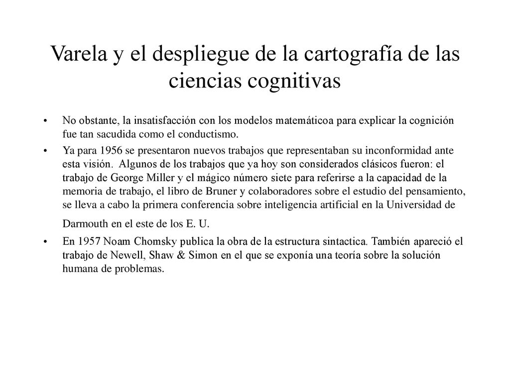 Varela y el despliegue de la cartografía de las ciencias cognitivas