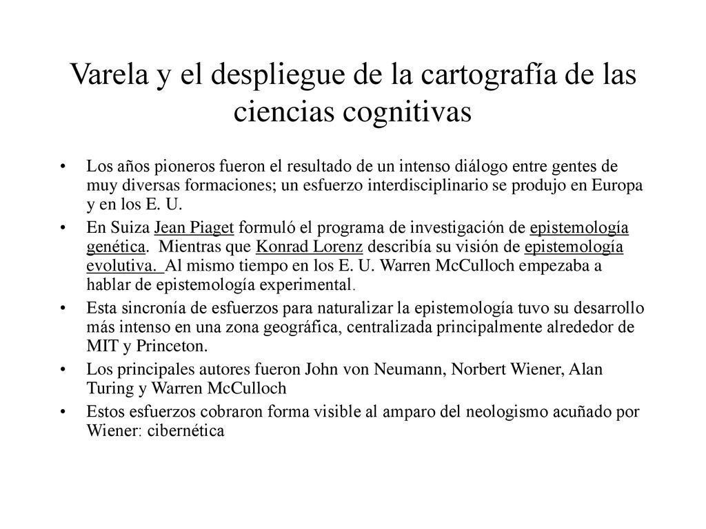Varela y el despliegue de la cartografía de las ciencias cognitivas