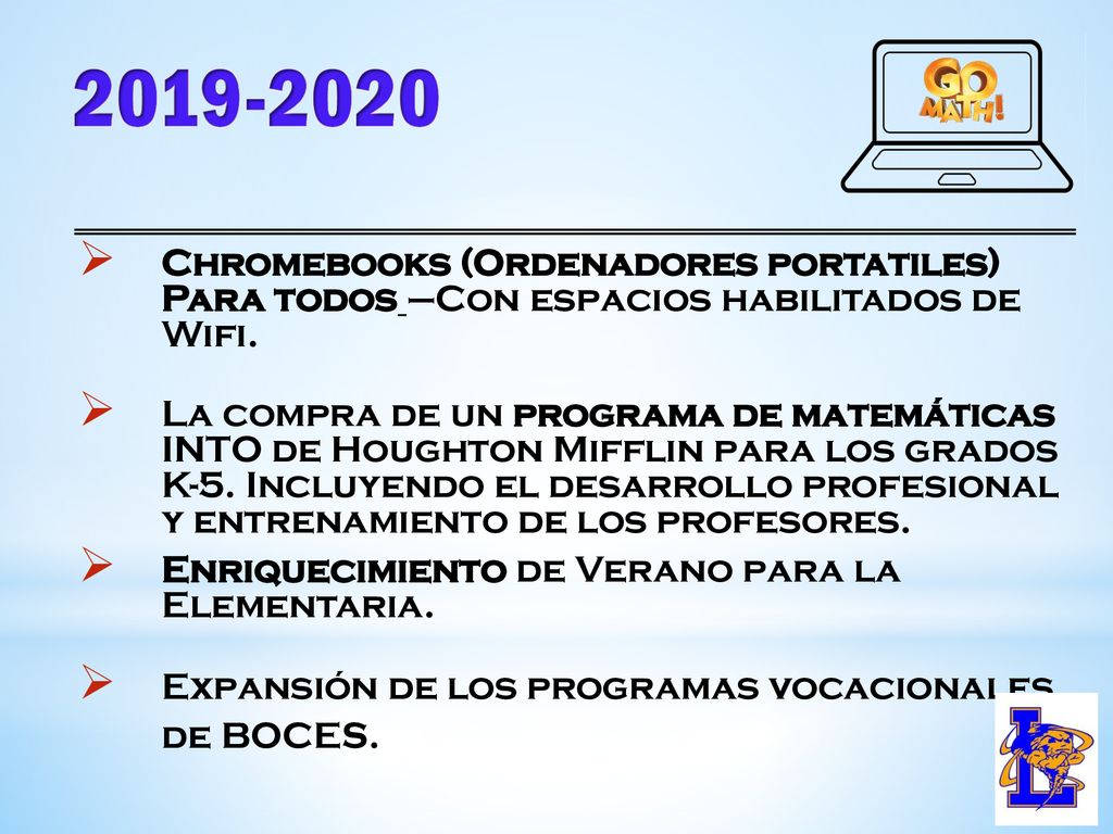 Chromebooks (Ordenadores portatiles) Para todos –Con espacios habilitados de Wifi.