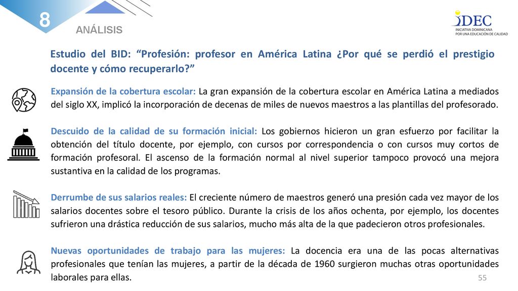 ANÁLISIS 8. Estudio del BID: Profesión: profesor en América Latina ¿Por qué se perdió el prestigio docente y cómo recuperarlo
