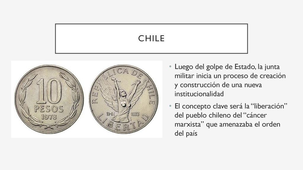 Chile Luego del golpe de Estado, la junta militar inicia un proceso de creación y construcción de una nueva institucionalidad.