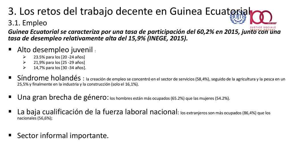 3. Los retos del trabajo decente en Guinea Ecuatorial 3.1. Empleo