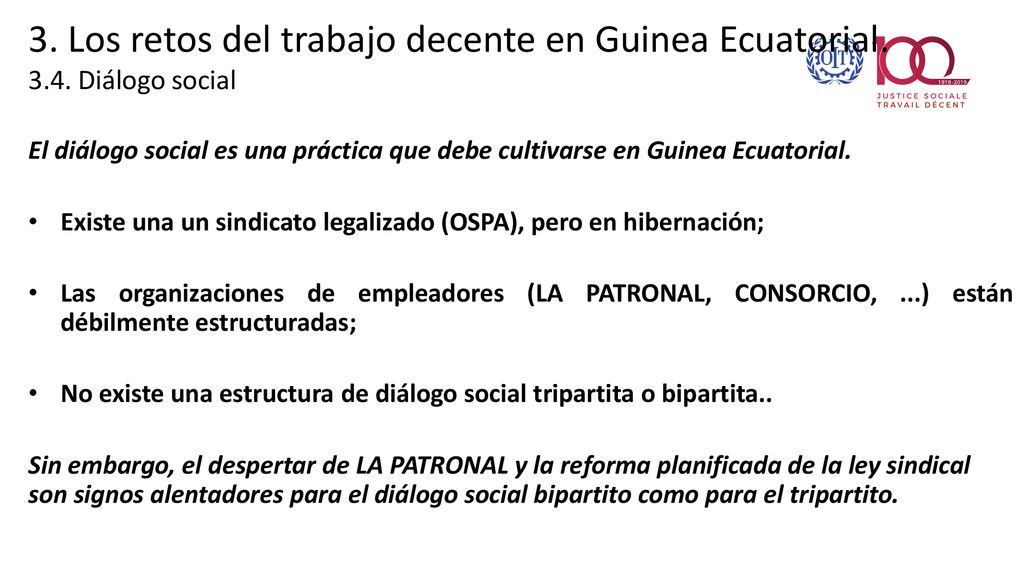 3. Los retos del trabajo decente en Guinea Ecuatorial. 3. 4